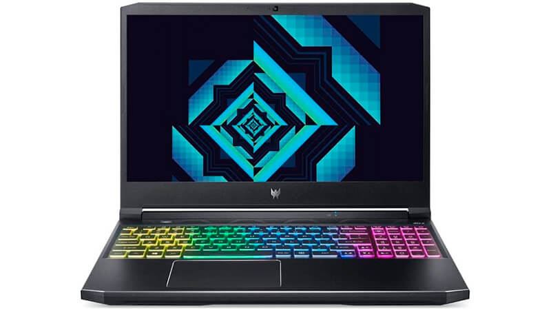 imagem de um notebook Predator Helios 300 com teclado RGB