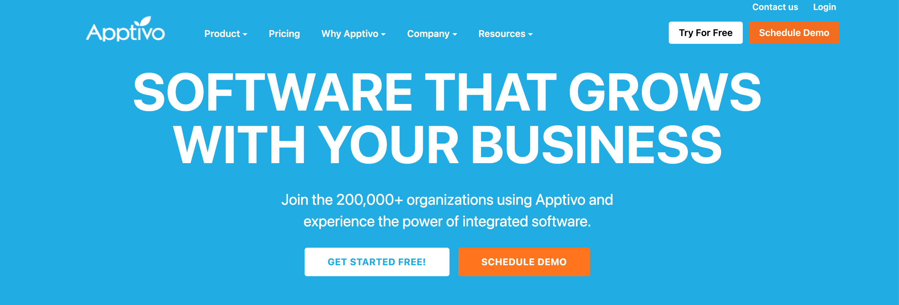 Apptivo home page