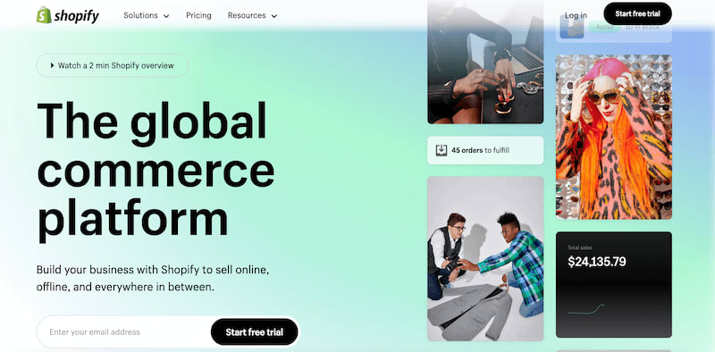 Shopify home page