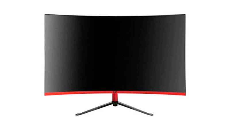 imagem de um monitor 240hz curvo HQ-Led Pro de 27 polegadas na cor preta e vermelha