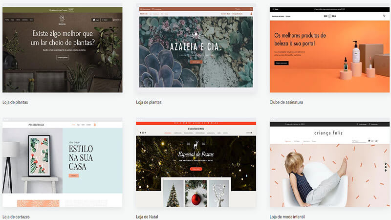 Templates de ecommerce da Wix