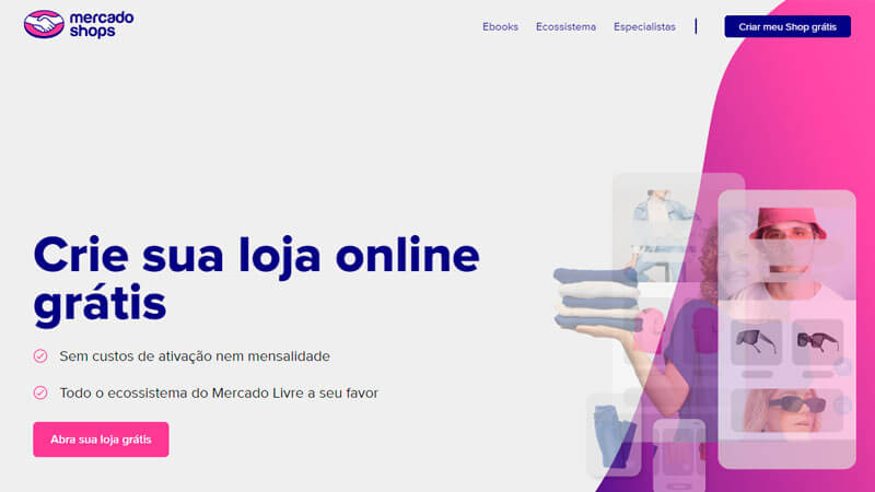 imagem que mostra a pagina inicial do site do Mercado Shops