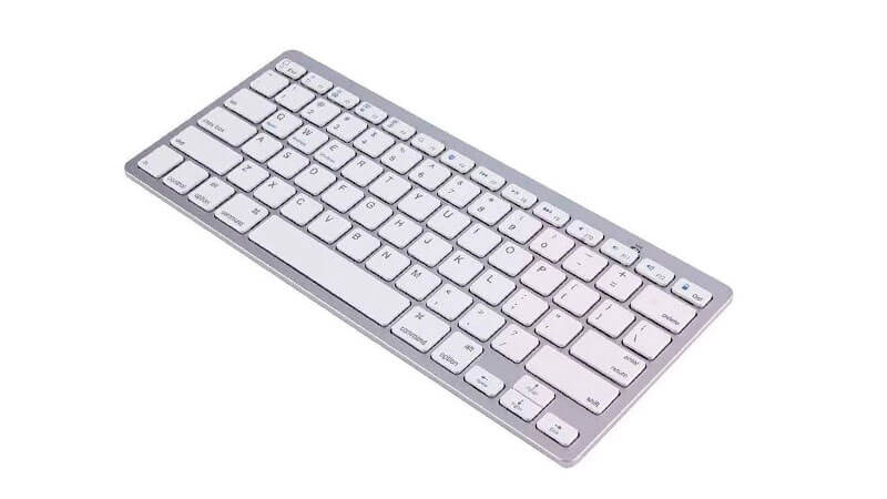 imagem de um teclado sem fio WLXY na cor cinza e branca