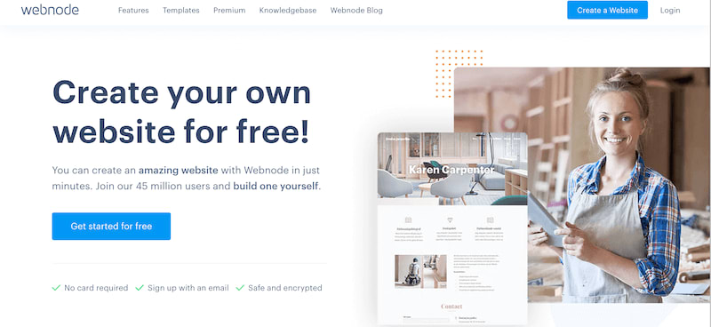 Webnode home page