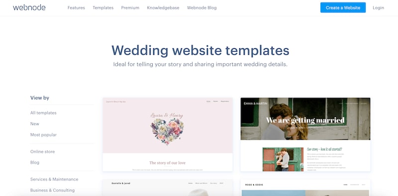 Webnode wedding website templates page