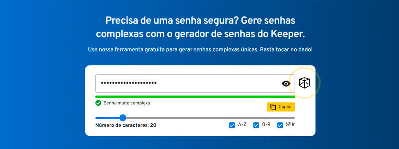 captura de tela do gerador de senha forte keeper 