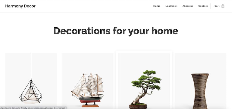 Decoration Store template for desktop