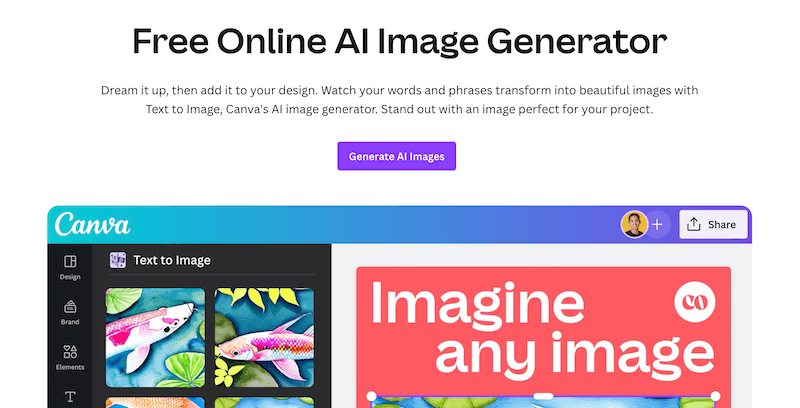 Canva AI tool page