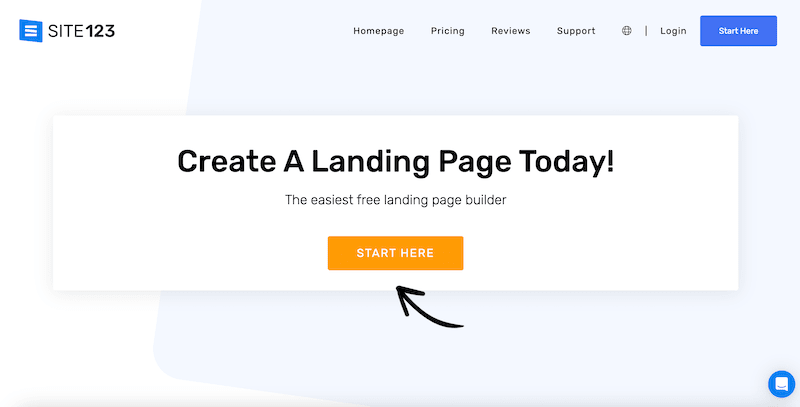 SITE123 landing page builder