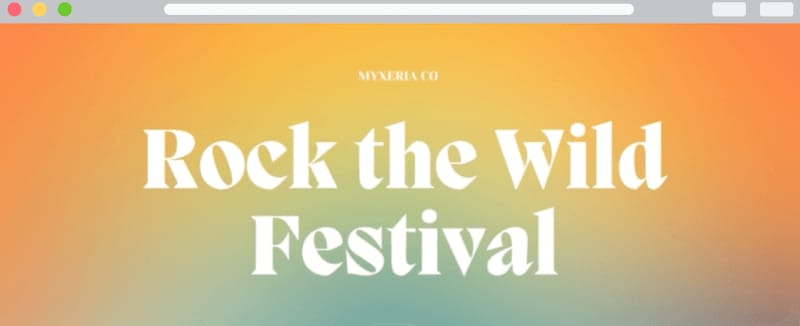 Canva  event website template of a rock festival