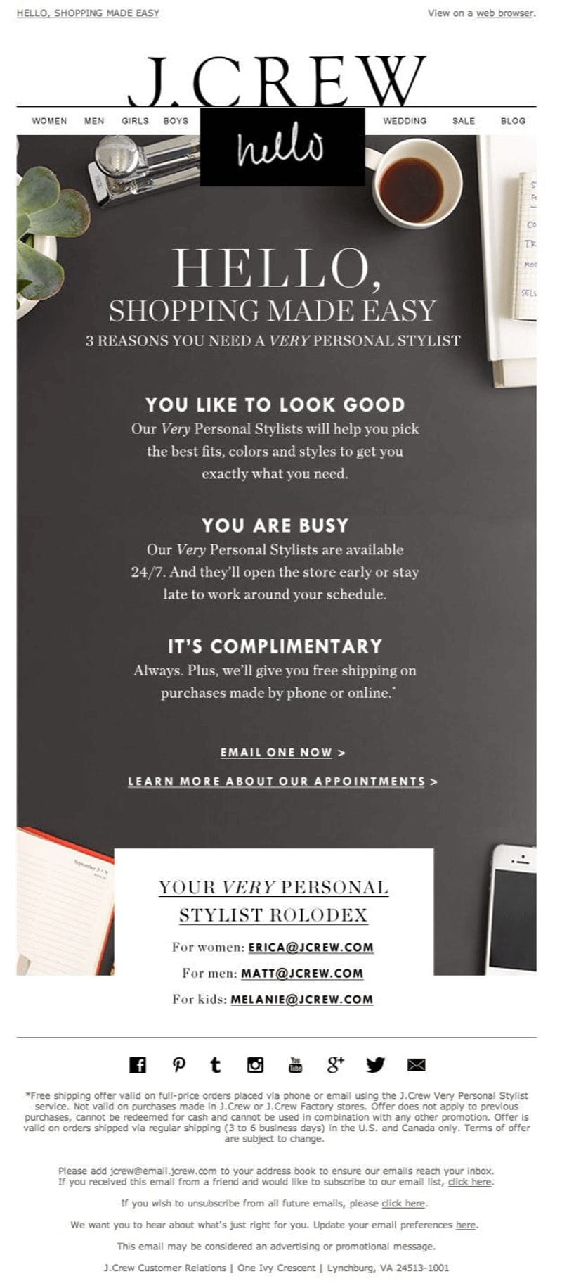 exemplo de email marketing j crew 3