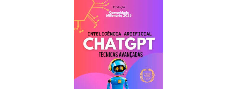 card mostrando o texto do cuso de chatgpt: inteligência artificial técnicas avançado acima de um robô