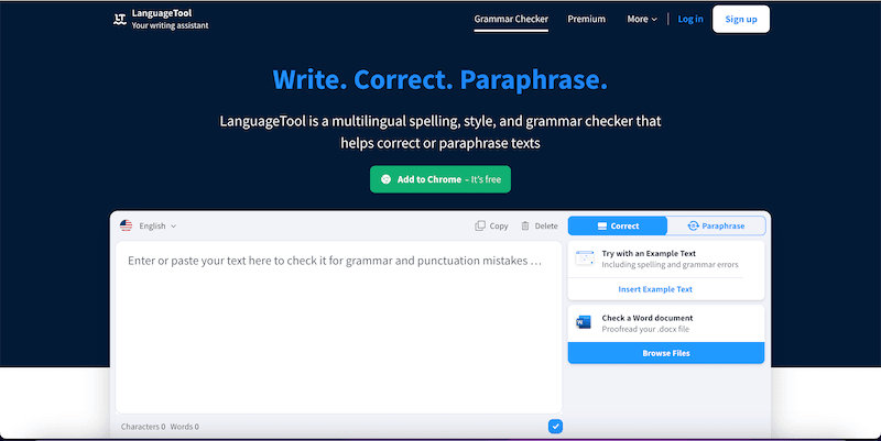 Language Tool home page