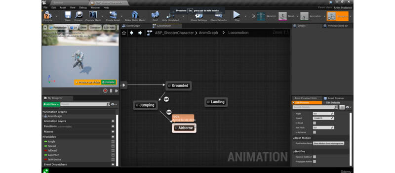 curso de unreal engine mostrando programação visual