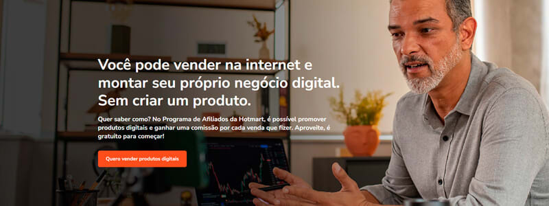 banner da área de marketing de afiliados no site da Hotmart