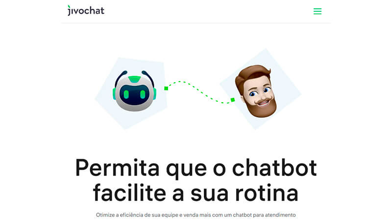 imagem que mostra a pagina inicial do chatbot da Jivo