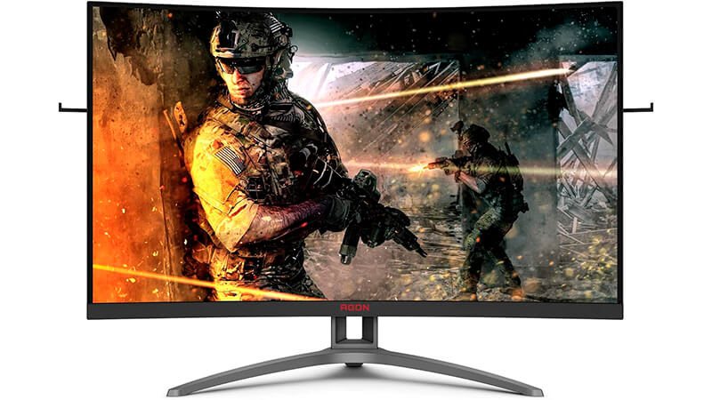 imagem de um monitor 165Hz AOC Agon de 32 polegadas com tela curva