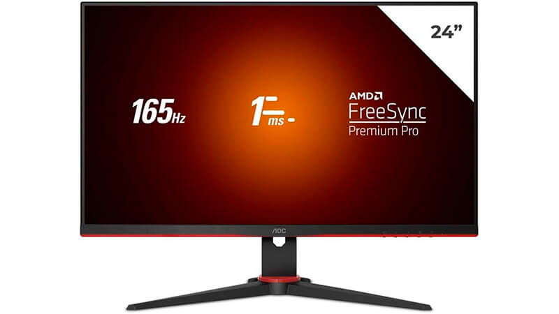 imagem de um monitor 165hz AOC Viper de 24 polegadas com algumas informações na tela