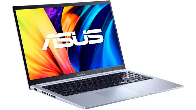 imagem que mostra um notebook Asus Vivobook na cor prata