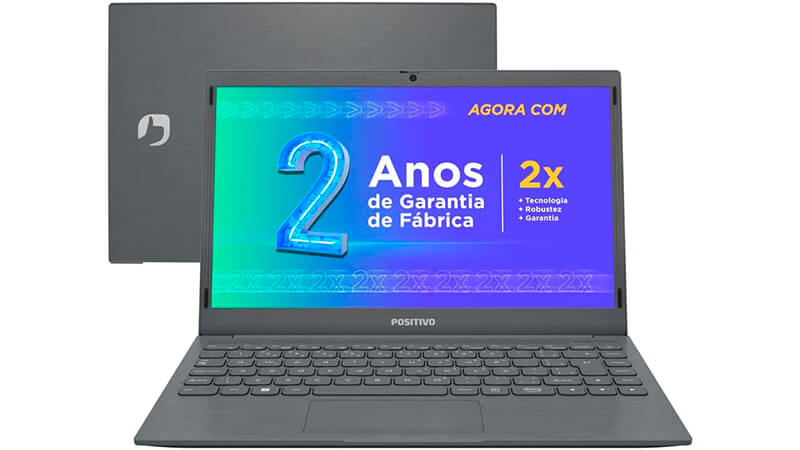 imagem de um notebook Positivo Motion Q232B na cor grafite