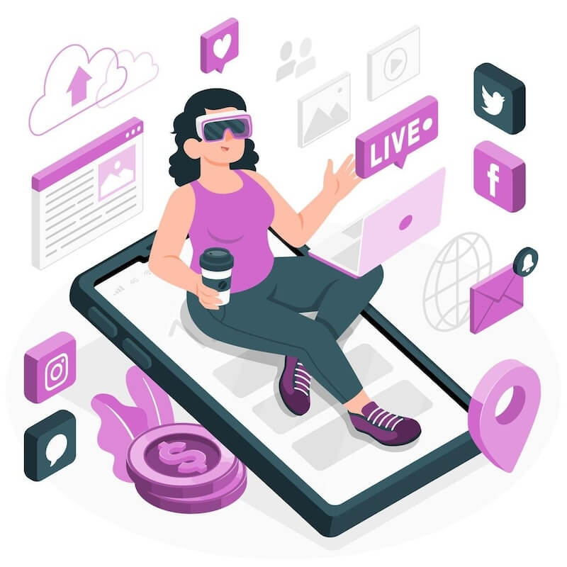 Illustration of a womand sitting on a smartphone