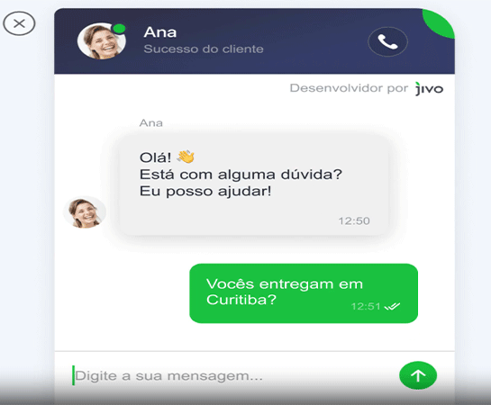 Captura de tela da ferrameta de chat online JivoChat