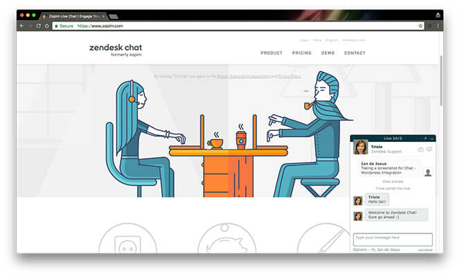 Captura de tela do Zendesk