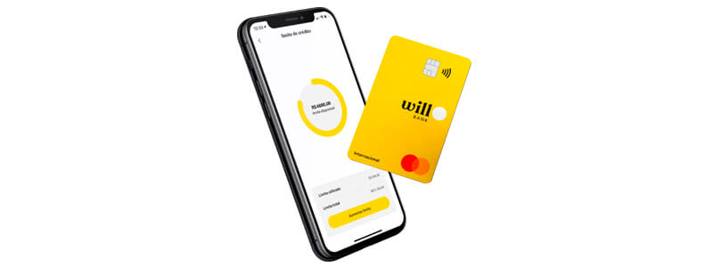 celular com conta do will bank aberta mostrando o cartao virtual