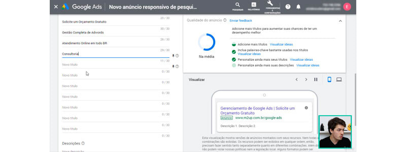 captura de tela do curso de gestor de trafego pago com google ads