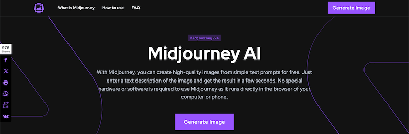 MidJourney image generator website