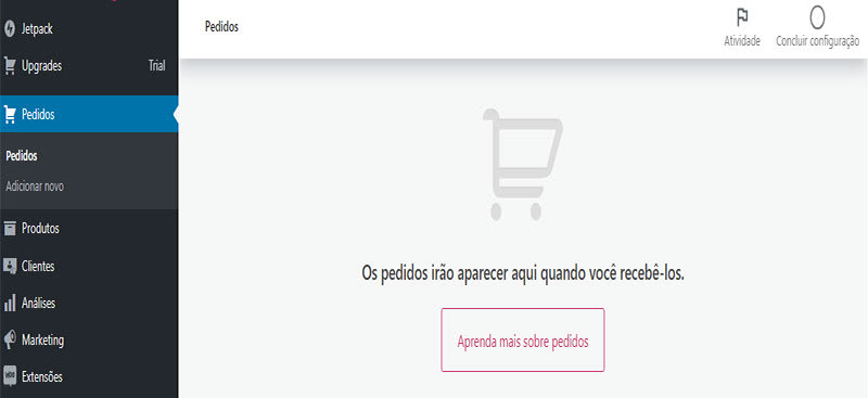 Captura de tela do WooCommerce