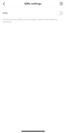 TikTok gifts settings page
