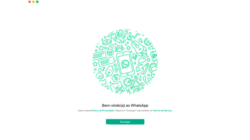 imagem que mostra a tela inicial do WhatsApp para Mac