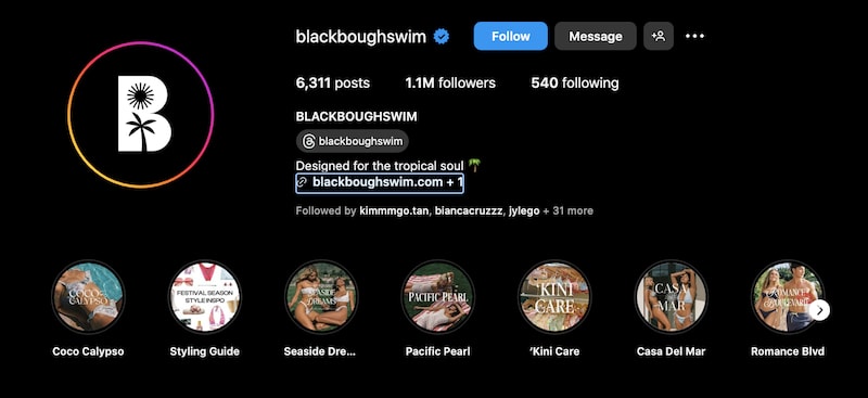 Blackbough Instagram profile