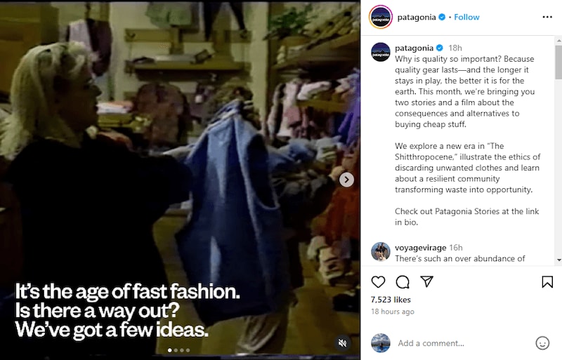 Patagonia Instagram post