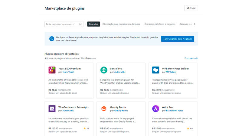 captura de tela mostrando como encontrar plugins do WordPress