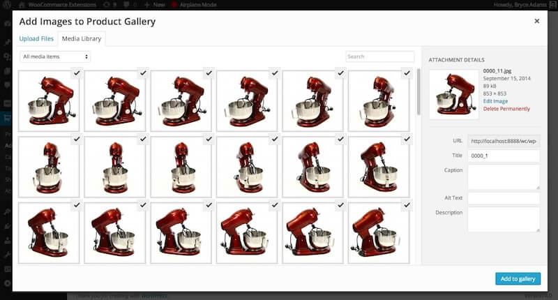 Product image gallery in WooCommerce