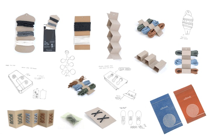 The image shows Allbirds packaging options