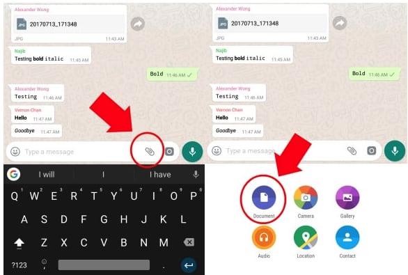 How to attach files on WhatsApp