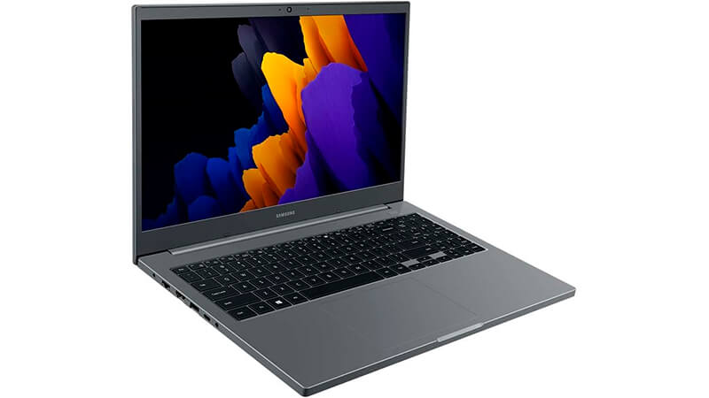 imagem de um notebook Samsung na cor cinza