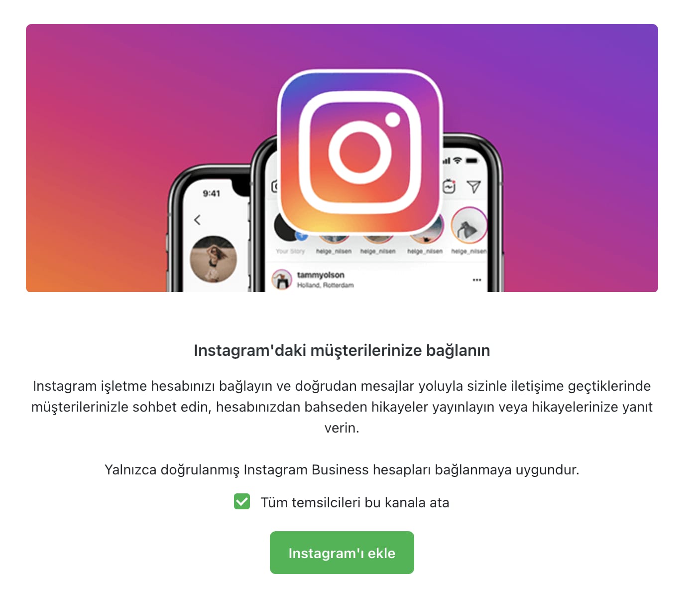 Instagram hesabınızı bağlamak