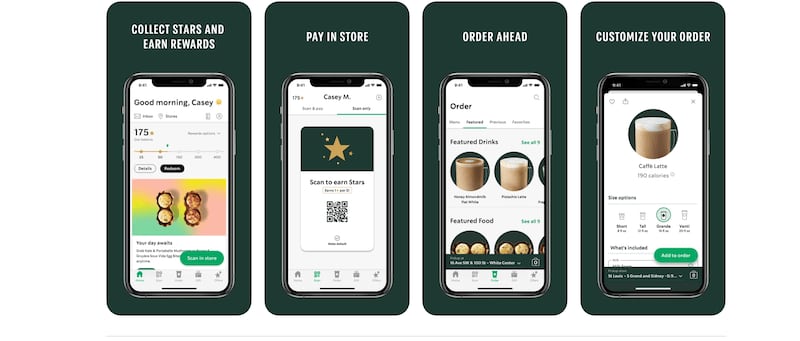 The image shows Starbucks app