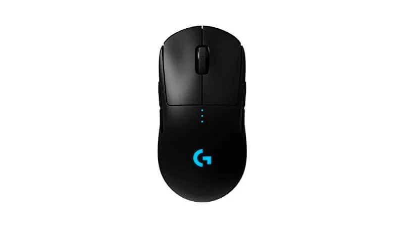 foto de uma mouse Logitech G Pro Wireless na cor preta
