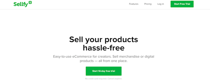 Sellfy home page