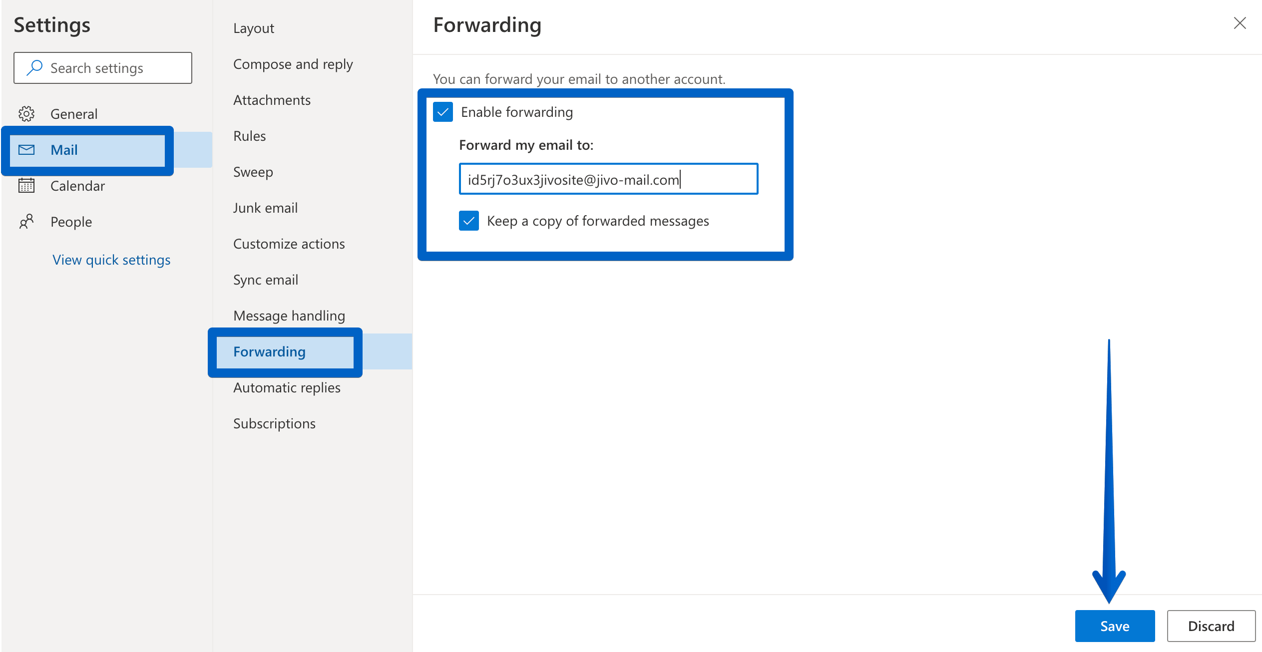 outlook mail forward