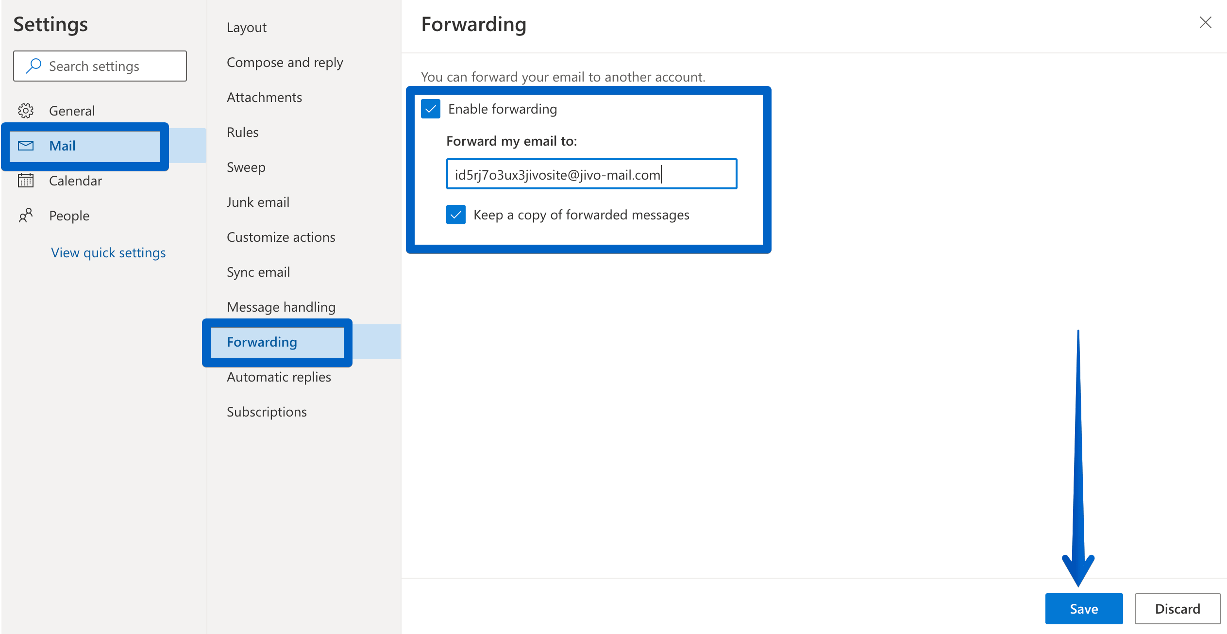 Outlook Setting Up Auto forwarding
