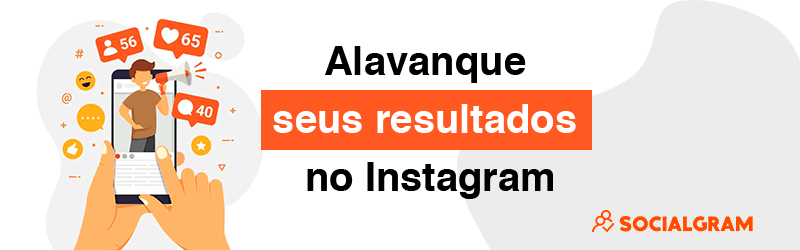 Banner com logo do Socialgram escrito "alavanque seus resultados no Instagram"