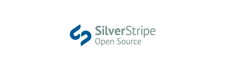 Logo da empresa SilverStripe com o texto "open source" embaixo