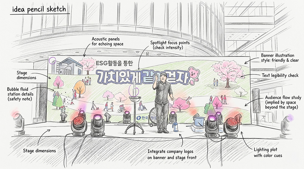 실내 행사 무대 디자인 스케치 2