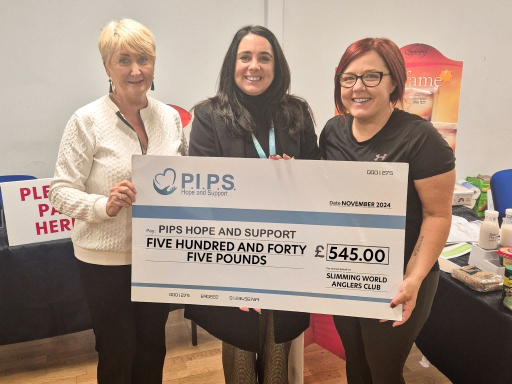 Slimming World Anglers Club Donates £545 to PIPS Hope and Support – Thank You for Making a Difference! 